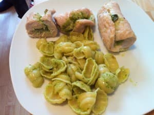 Grüne-Pesto-Nudeln mit Putenfleisch