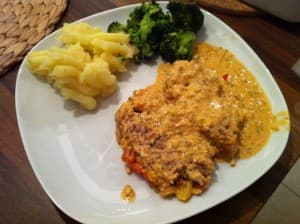 Saftiger Hackbraten mit Kartoffelpüree